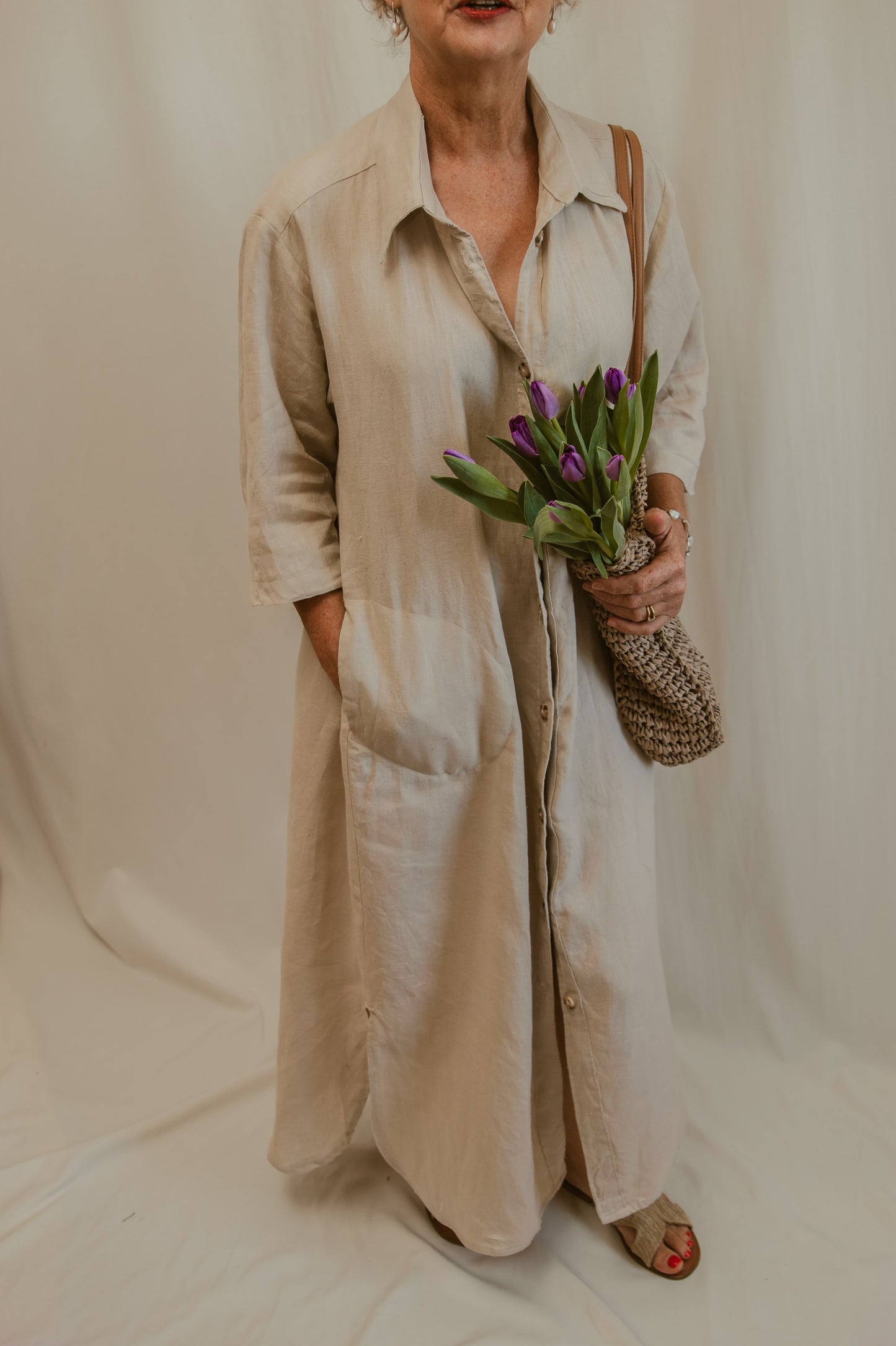 Shirt dress 3/4 sleeve - long