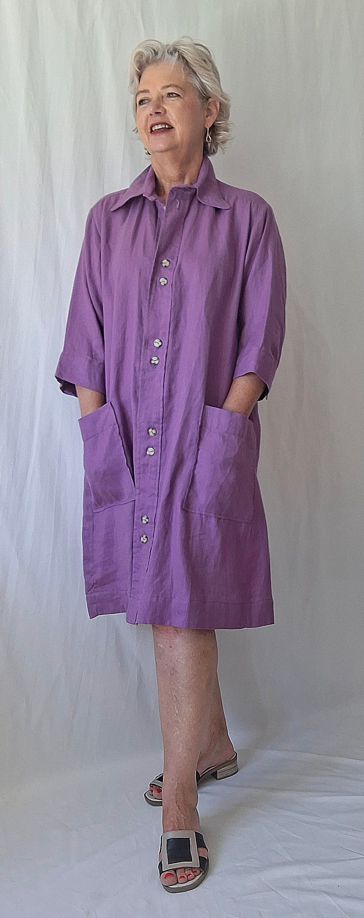 Linen shirt dress - short